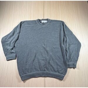 Vintage St. Croix Knits Sweater Mens Large Green Cotton Banded Trim Warm Wear